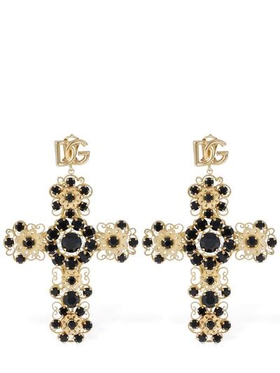 dolce gabbana boucles d'oreilles|Boucles d’oreilles avec strass et logo DG .